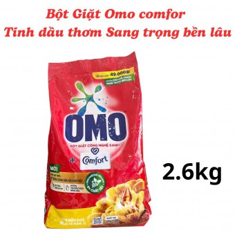 Bột Giặt Omo comfor Tinh dầu thơm Sang trọng bền lâu 2.6kg